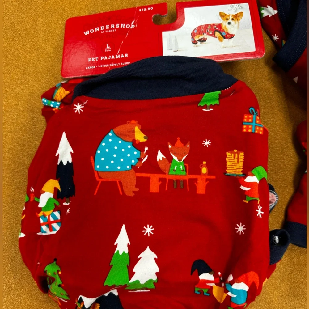 Wondershop Dogs Christmas PJs various sizes red with gnomes‎